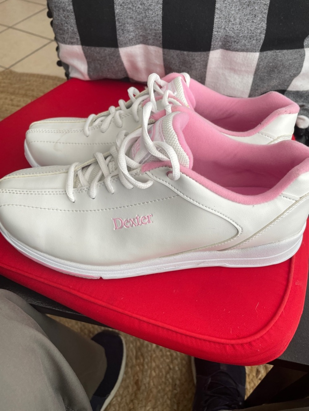 Dexter White and Pink Low-Profile Sneakers